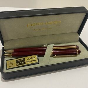 VTG Pierre Cardin Wine Marbleized Burgundy Pen & Mechanical Pencil Set w/ Case